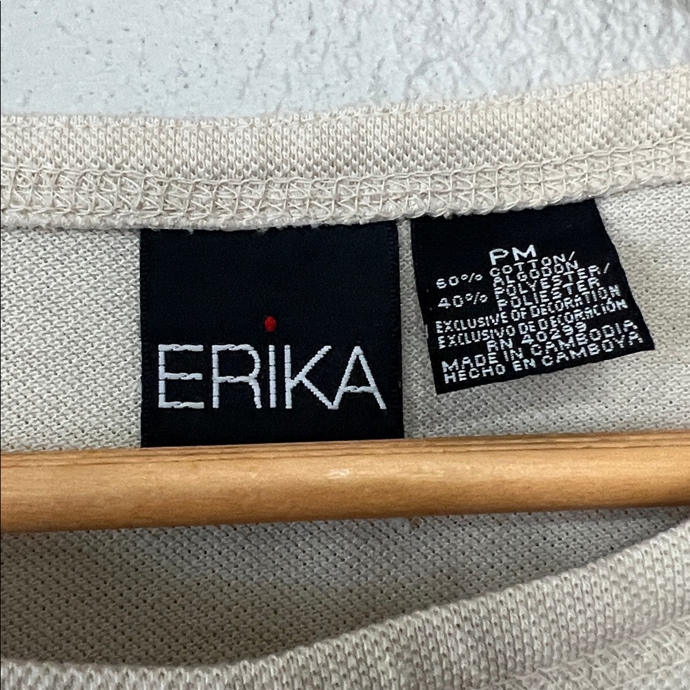 Erika Beige Embroidered Top Tiger Design Earthy Women’s PM Boho Granola Girl‎ - Picture 2 of 6